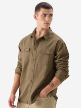 Men's Brown Casual Solid Regular Fit Full Sleeves Shirt