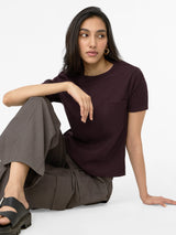 Women's Brown Casual Regular Fit Solid Half Sleeves Tshirt