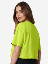 Women's Green Casual Oversized Fit Printed Half Sleeves Tshirt