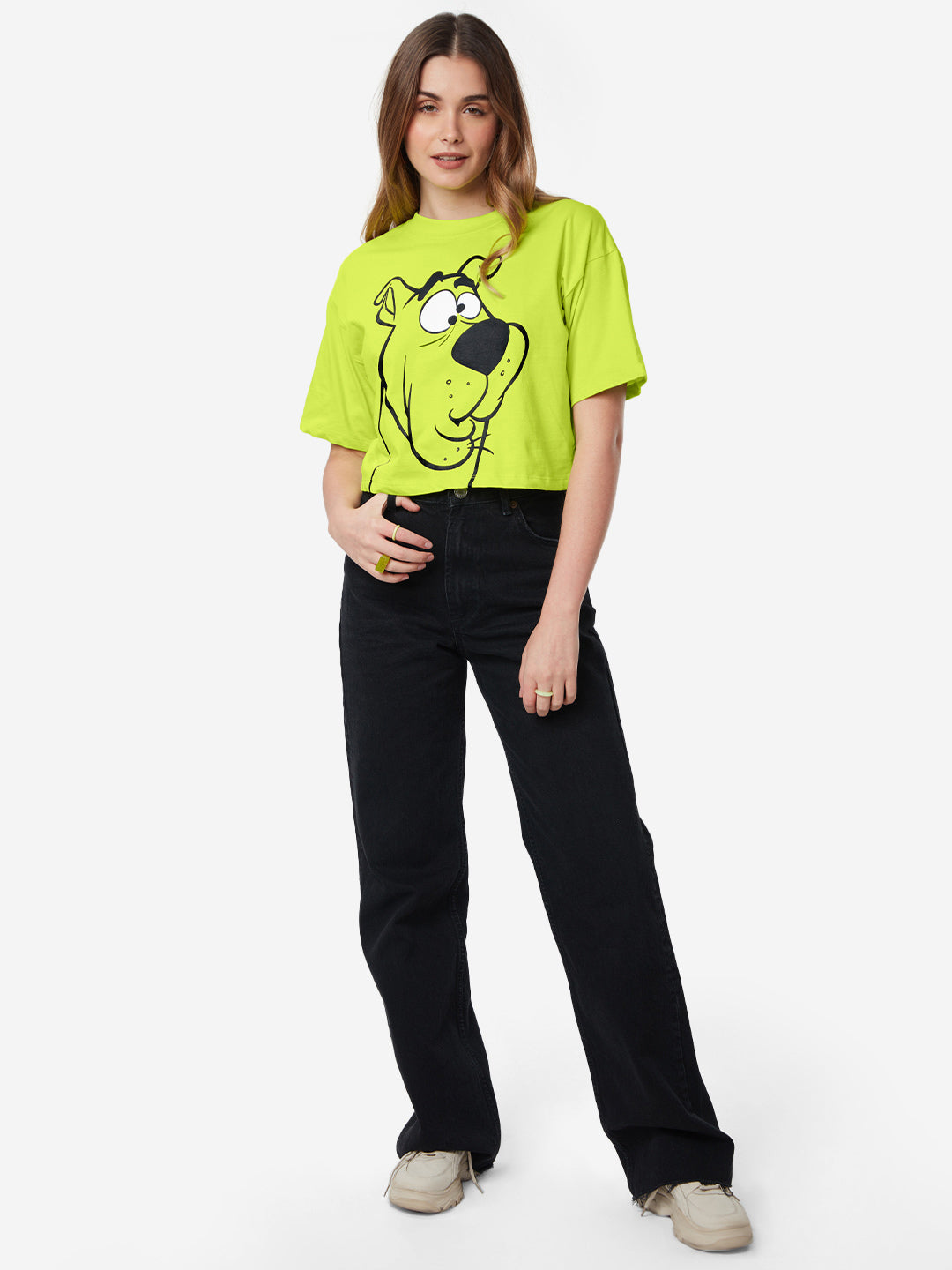 Women's Green Casual Oversized Fit Printed Half Sleeves Tshirt