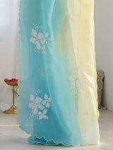 Women's Chiffon Yellow Embellished Designer Saree with Blouse Piece