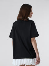 Women's Black Casual Oversized Fit Printed Half Sleeves Tshirt