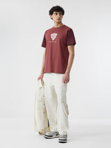 Men's Brown Casual Printed Regular Fit Half Sleeves Tshirt