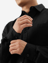 Men's Black Casual Solid Full Sleeves Shirt