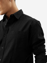 Men's Black Casual Solid Full Sleeves Shirt