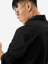 Men's Black Casual Solid Full Sleeves Shirt