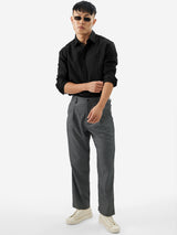 Men's Black Casual Solid Full Sleeves Shirt