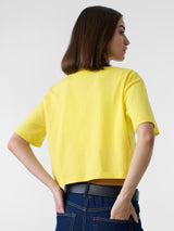 Women's Yellow Casual Oversized Fit Printed Half Sleeves Tshirt