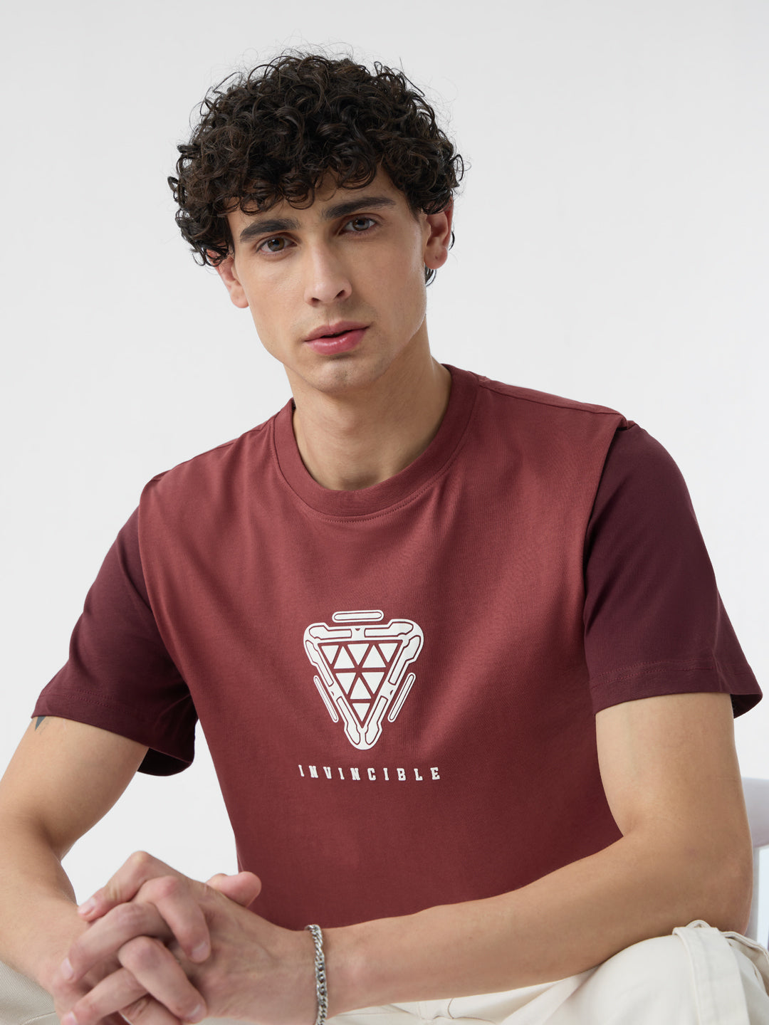 Men's Brown Casual Printed Regular Fit Half Sleeves Tshirt