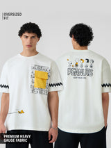 Men's White Casual Printed Oversized Fit Half Sleeves Tshirt