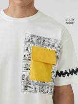 Men's White Casual Printed Oversized Fit Half Sleeves Tshirt