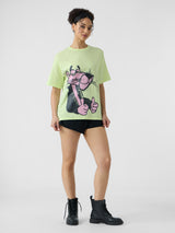 Women's Green Casual Oversized Fit Printed Half Sleeves Tshirt