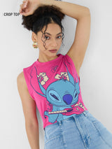 Women's Pink Casual Regular Fit Printed Sleeveless Top