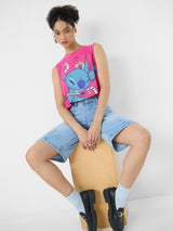 Women's Pink Casual Regular Fit Printed Sleeveless Top