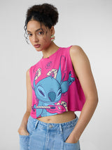 Women's Pink Casual Regular Fit Printed Sleeveless Top