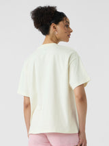 Women's White Casual Oversized Fit Printed Half Sleeves Tshirt