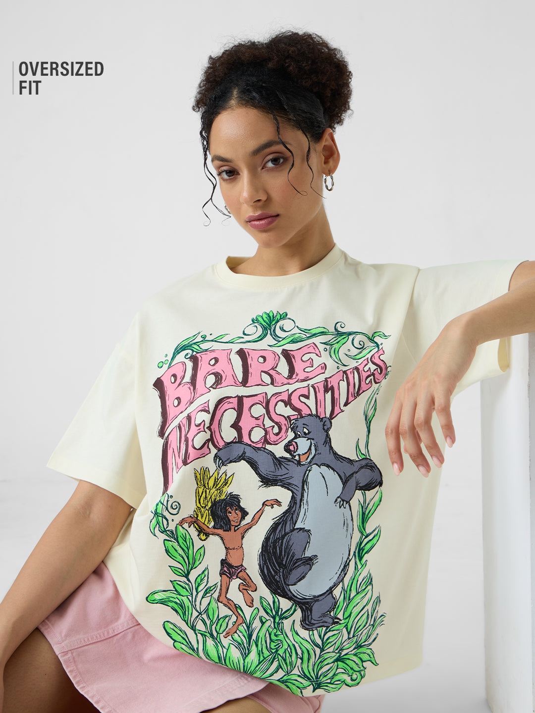 Women's White Casual Oversized Fit Printed Half Sleeves Tshirt