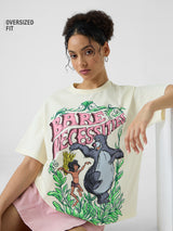 Women's White Casual Oversized Fit Printed Half Sleeves Tshirt