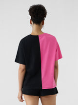 Women's Pink Casual Oversized Fit Printed Half Sleeves Tshirt