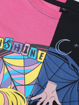 Women's Pink Casual Oversized Fit Printed Half Sleeves Tshirt