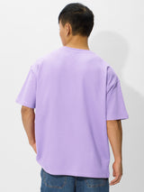 Men's Purple Casual Printed Oversized Fit Half Sleeves Tshirt