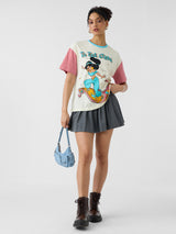 Women's Beige Casual Oversized Fit Printed Half Sleeves Tshirt