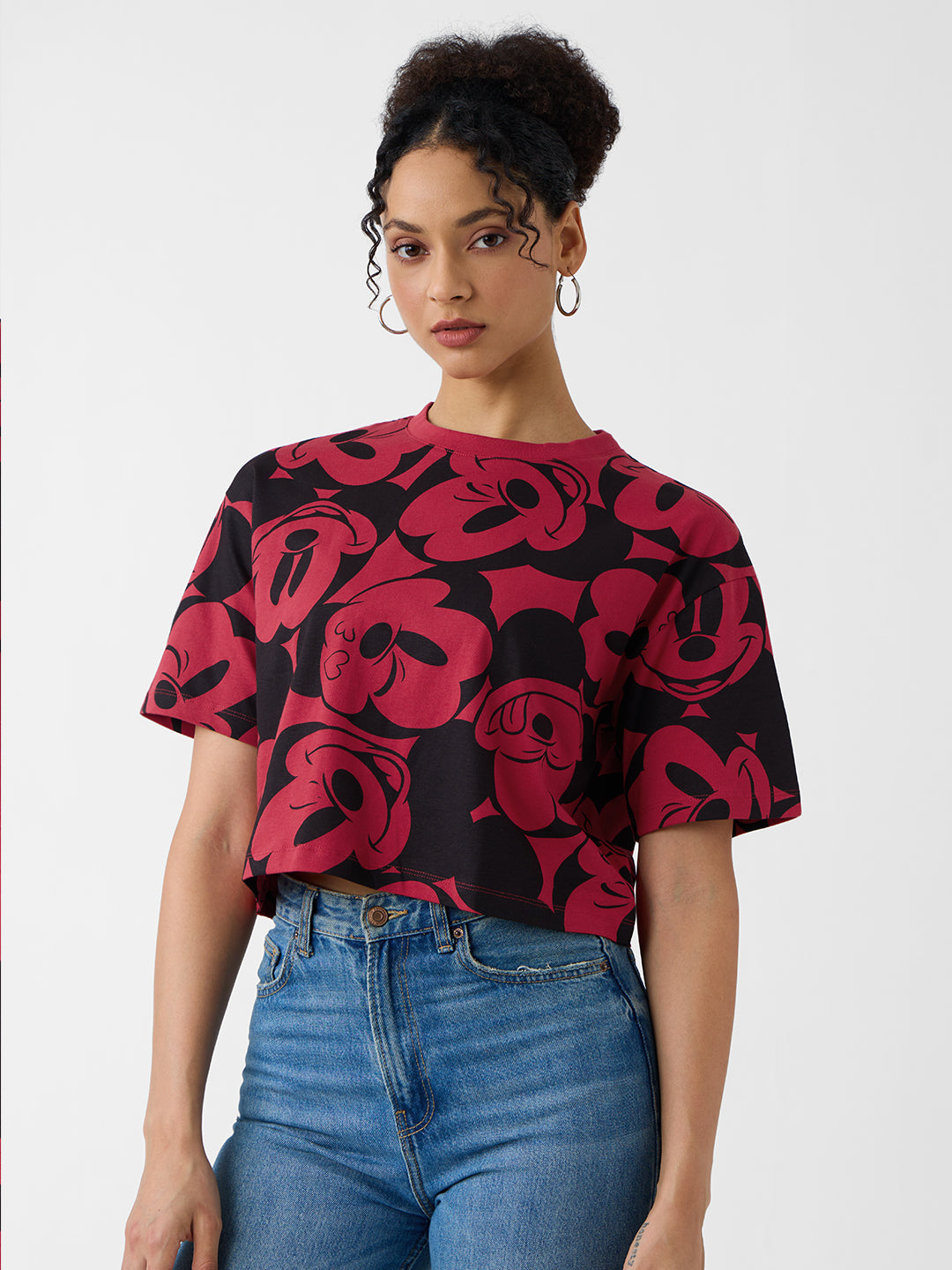 Women's Black Casual Oversized Fit Printed Half Sleeves Tshirt