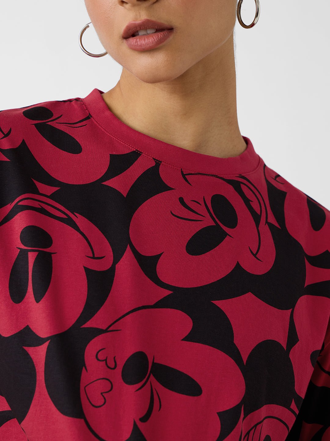 Women's Black Casual Oversized Fit Printed Half Sleeves Tshirt