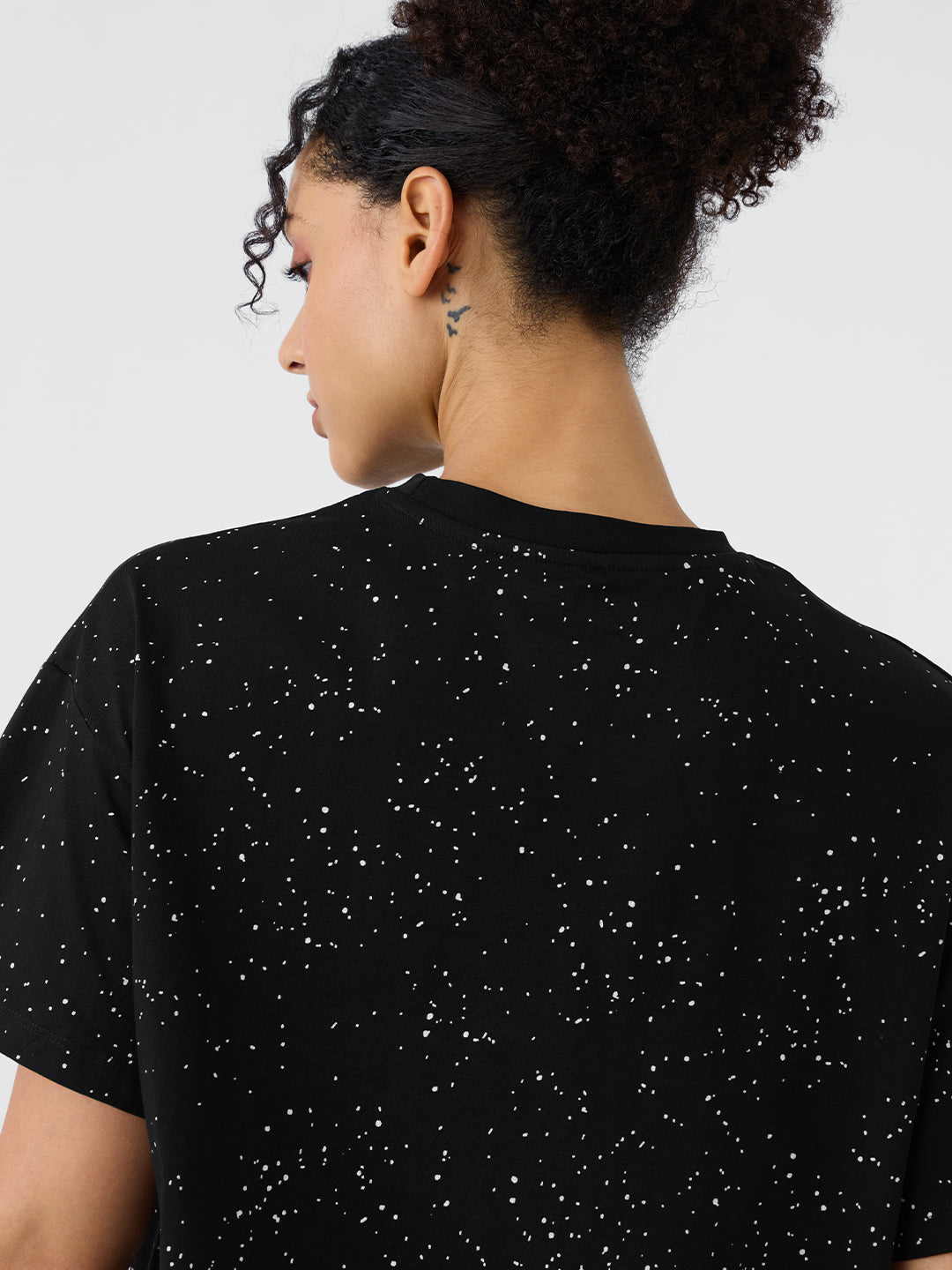 Women's Black Casual Oversized Fit Printed Half Sleeves Tshirt