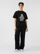 Women's Black Casual Oversized Fit Printed Half Sleeves Tshirt
