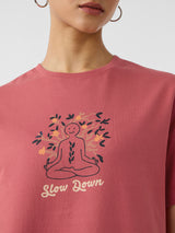 Women's Pink Casual Oversized Fit Printed Half Sleeves Tshirt