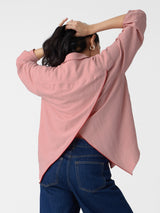 Women's Pink Casual Oversized Fit Solid Full Sleeves Shirt