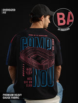 Men's Black Casual Printed Oversized Fit Half Sleeves Tshirt