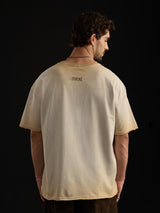 Men's Brown Casual Printed Oversized Fit Half Sleeves Tshirt