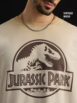 Men's Brown Casual Printed Oversized Fit Half Sleeves Tshirt
