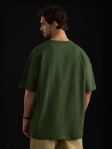 Men's Green Casual Printed Oversized Fit Half Sleeves Tshirt