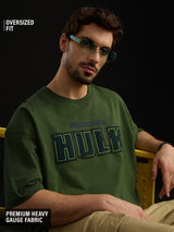 Men's Green Casual Printed Oversized Fit Half Sleeves Tshirt