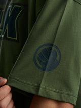 Men's Green Casual Printed Oversized Fit Half Sleeves Tshirt