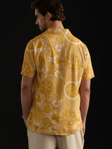 Men's Yellow Casual Graphic Half Sleeves Shirt