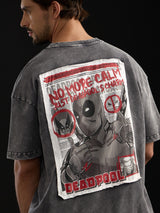 Men's Grey Casual Printed Oversized Fit Half Sleeves Tshirt