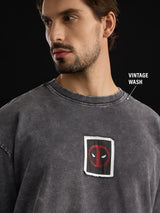 Men's Grey Casual Printed Oversized Fit Half Sleeves Tshirt