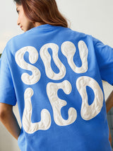 Women's Blue Casual Printed Half Sleeves Tshirt