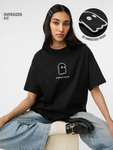 Women's Black Casual Oversized Fit Printed Half Sleeves Tshirt