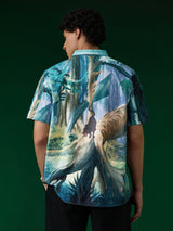 Men's Blue Casual Printed Regular Fit Half Sleeves Shirt