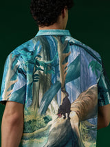 Men's Blue Casual Printed Regular Fit Half Sleeves Shirt