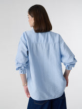 Women's Blue Casual Oversized Fit Solid Full Sleeves Shirt
