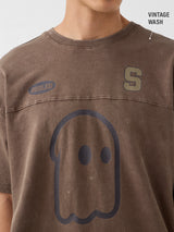 Men's Brown Casual Printed Oversized Fit Half Sleeves Tshirt