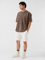 Men's Brown Casual Printed Oversized Fit Half Sleeves Tshirt
