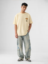 Men's Beige Casual  Half Sleeves Tshirt