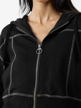 Women's Black Casual Oversized Fit Solid Full Sleeves Hoodie